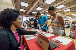 students at career fair